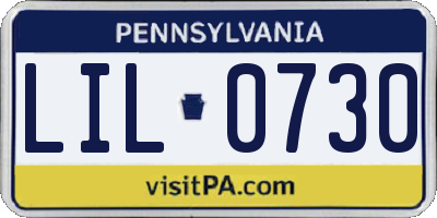 PA license plate LIL0730