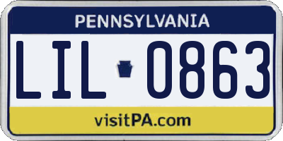 PA license plate LIL0863