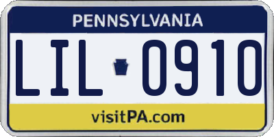 PA license plate LIL0910
