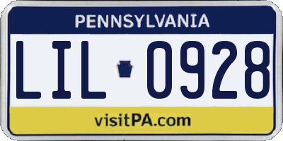 PA license plate LIL0928