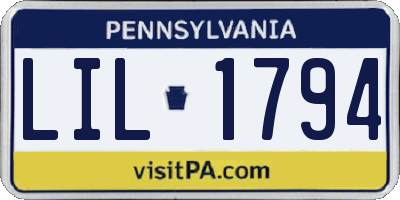 PA license plate LIL1794