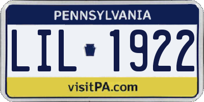 PA license plate LIL1922
