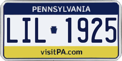 PA license plate LIL1925