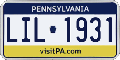 PA license plate LIL1931