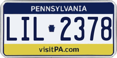 PA license plate LIL2378