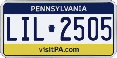 PA license plate LIL2505