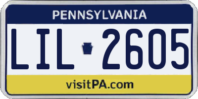 PA license plate LIL2605