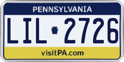 PA license plate LIL2726