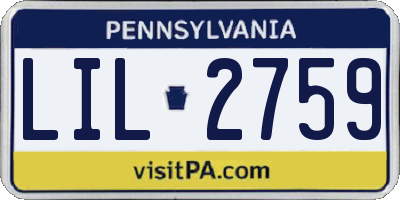 PA license plate LIL2759