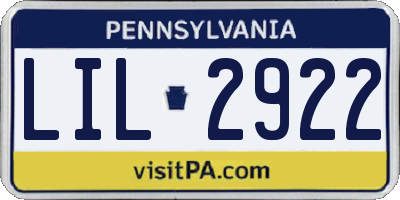 PA license plate LIL2922