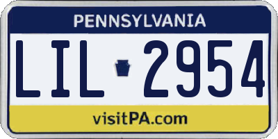 PA license plate LIL2954