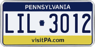 PA license plate LIL3012