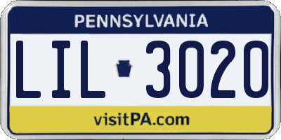PA license plate LIL3020