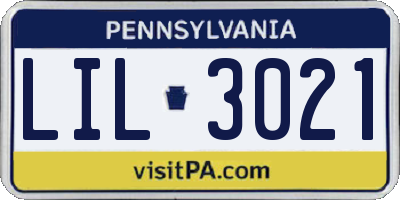 PA license plate LIL3021