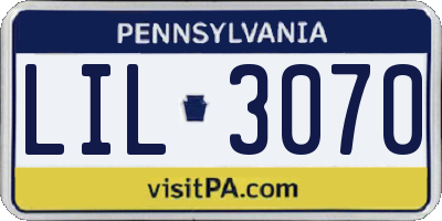 PA license plate LIL3070
