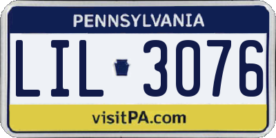 PA license plate LIL3076