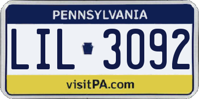 PA license plate LIL3092