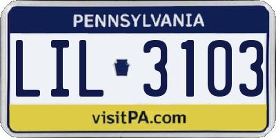 PA license plate LIL3103