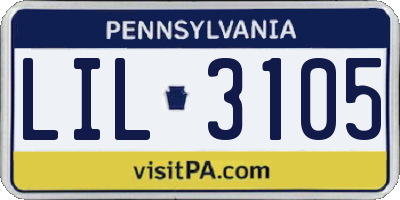 PA license plate LIL3105