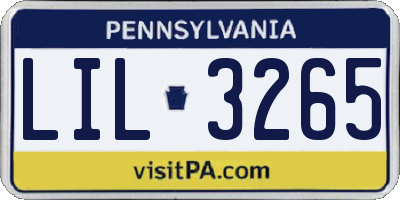 PA license plate LIL3265