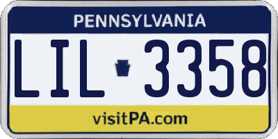 PA license plate LIL3358