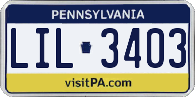 PA license plate LIL3403