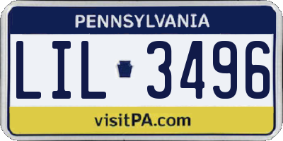 PA license plate LIL3496