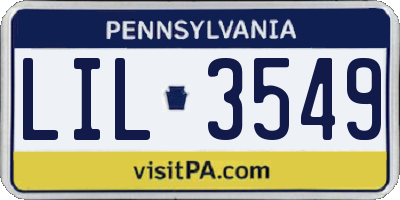 PA license plate LIL3549