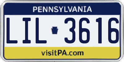 PA license plate LIL3616