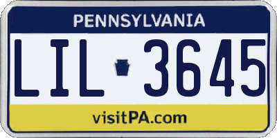 PA license plate LIL3645
