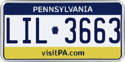 PA license plate LIL3663