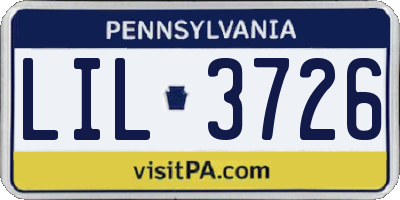 PA license plate LIL3726