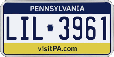 PA license plate LIL3961