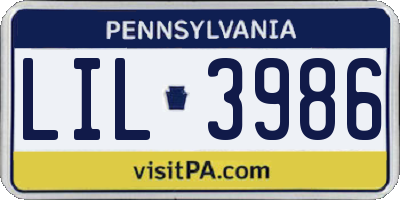 PA license plate LIL3986