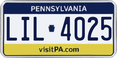 PA license plate LIL4025