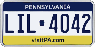 PA license plate LIL4042