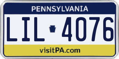PA license plate LIL4076