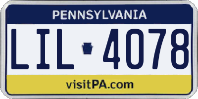 PA license plate LIL4078