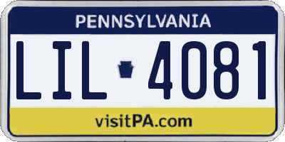 PA license plate LIL4081