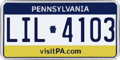 PA license plate LIL4103