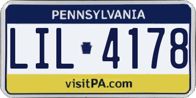 PA license plate LIL4178
