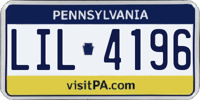 PA license plate LIL4196
