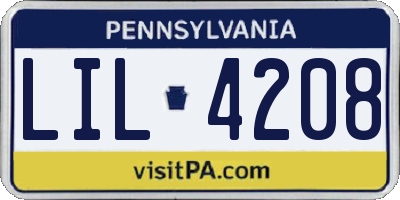PA license plate LIL4208