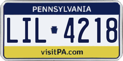 PA license plate LIL4218