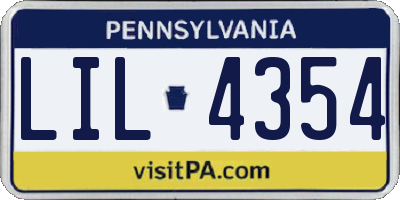PA license plate LIL4354