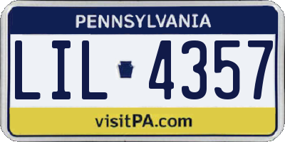 PA license plate LIL4357