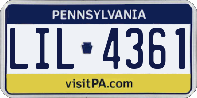 PA license plate LIL4361
