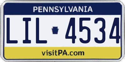 PA license plate LIL4534