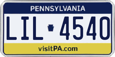 PA license plate LIL4540