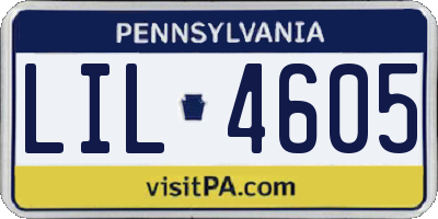 PA license plate LIL4605